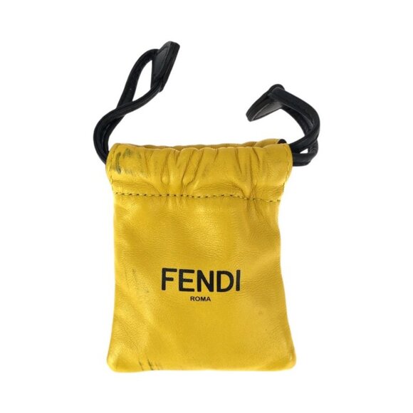 Fendi Yellow Black Gold Leather Pouch Phone